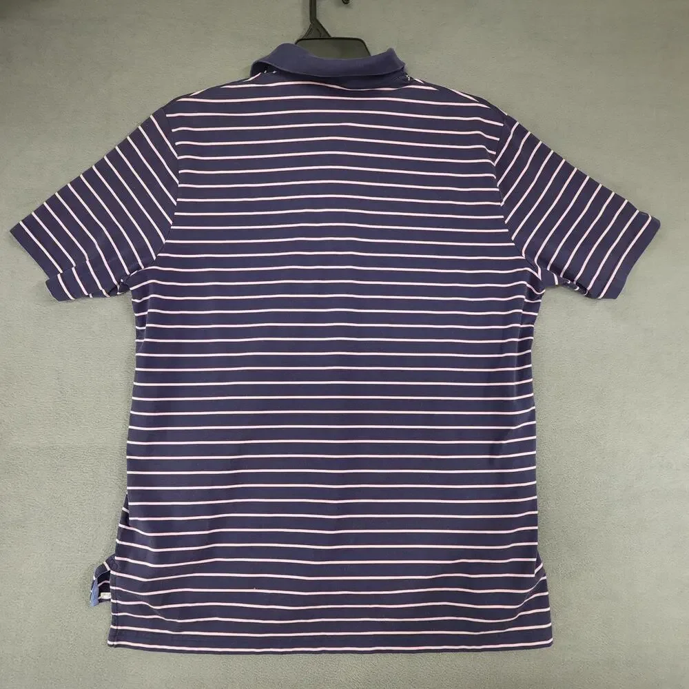 Polo Golf Ralph Lauren Performance Striped Blue Purple‎ Shirt XL Faded